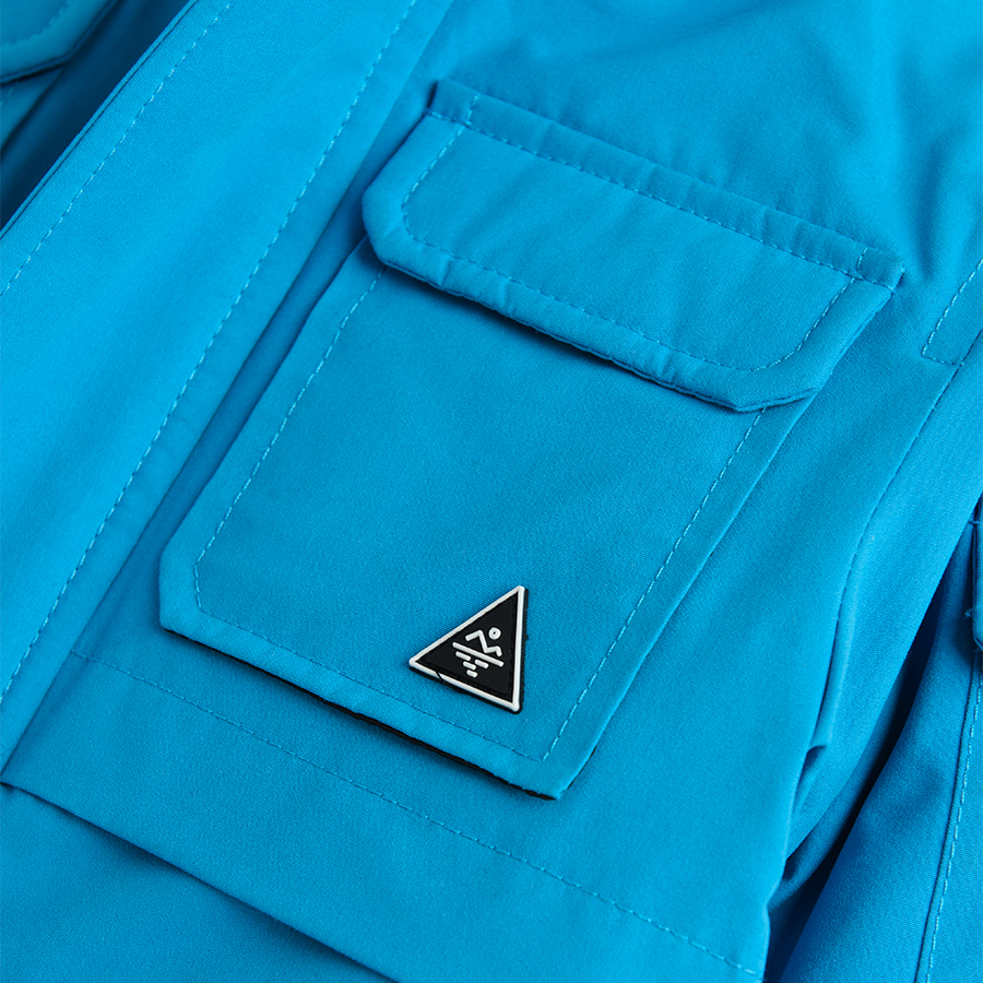 Blue jacket with furlike on the hood