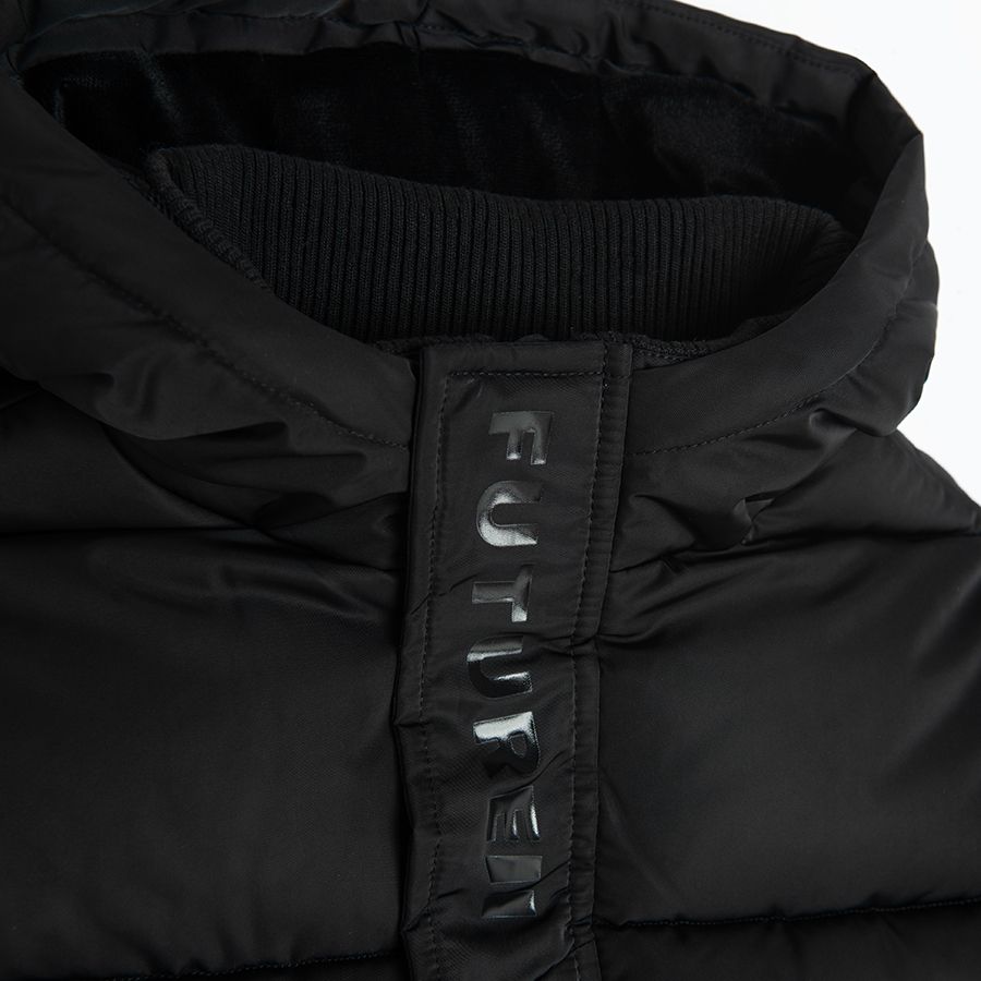 Black hooded zip through jacket