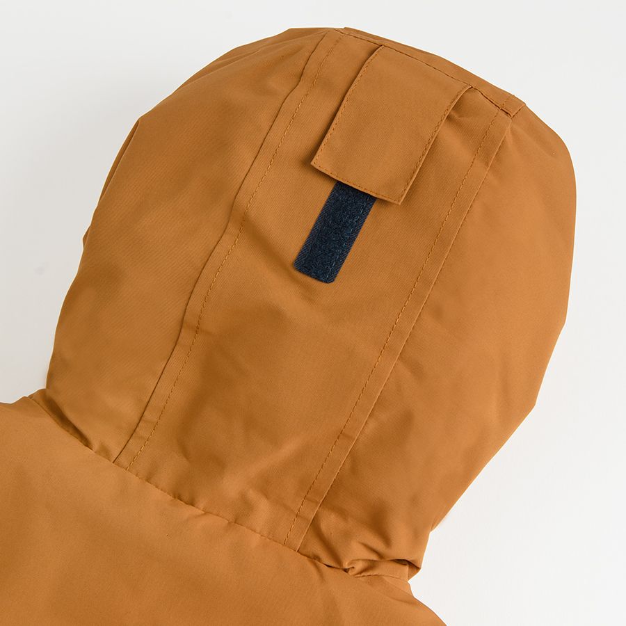 Grey and dark yellow hooded zip through jacket