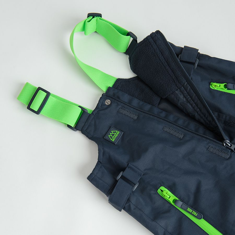 Dark blue with fluo suspenders ski trousers