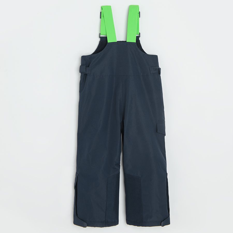 Dark blue with fluo suspenders ski trousers