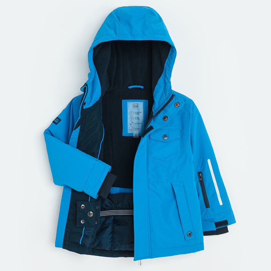 Blue hooded zip through jacket