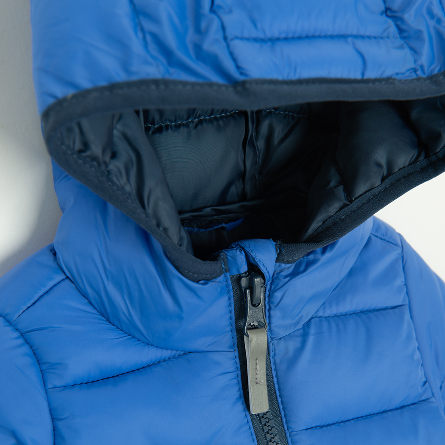 Blue zip through hooded jacket