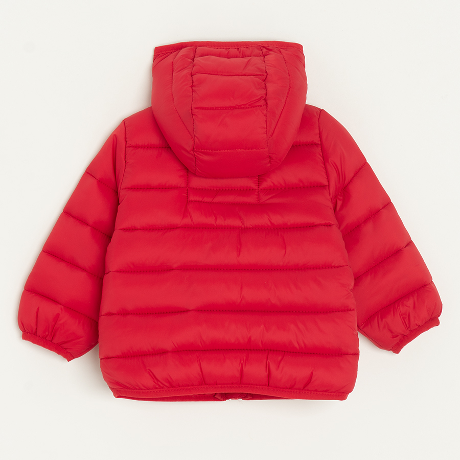 Red zip through hooded jacket