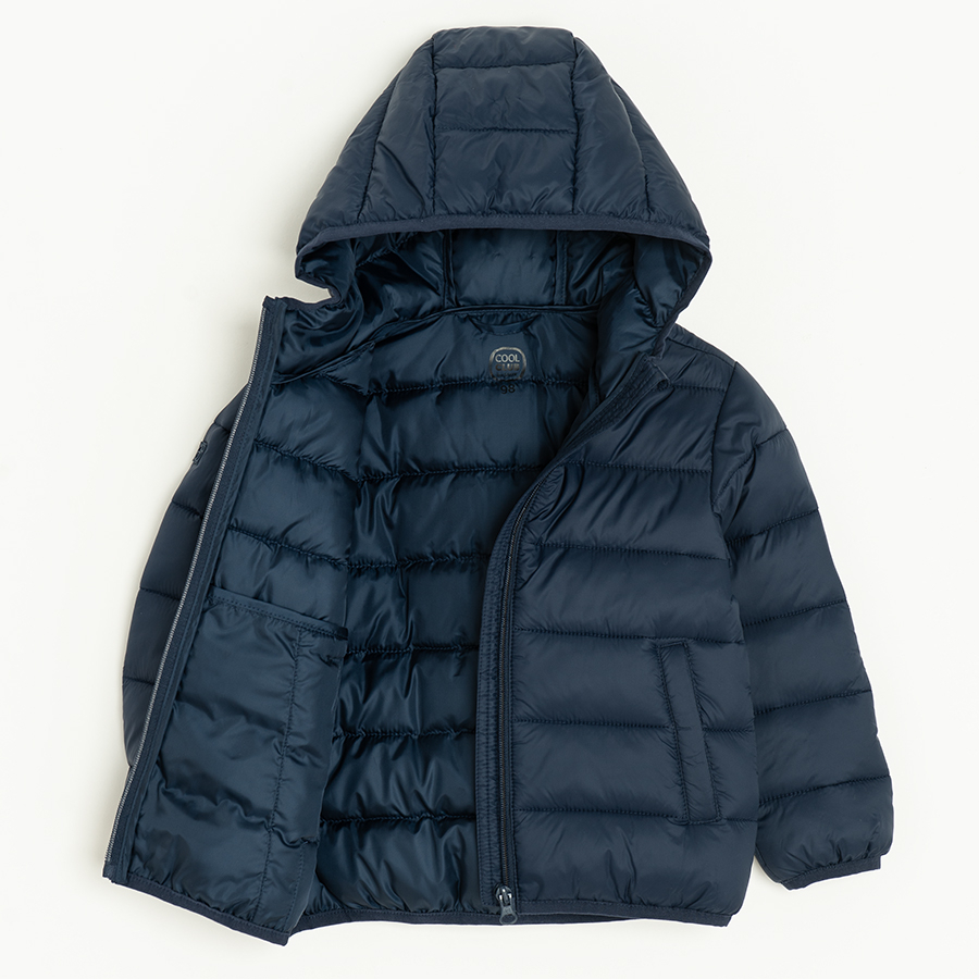 Dark blue zip through hooded jacket