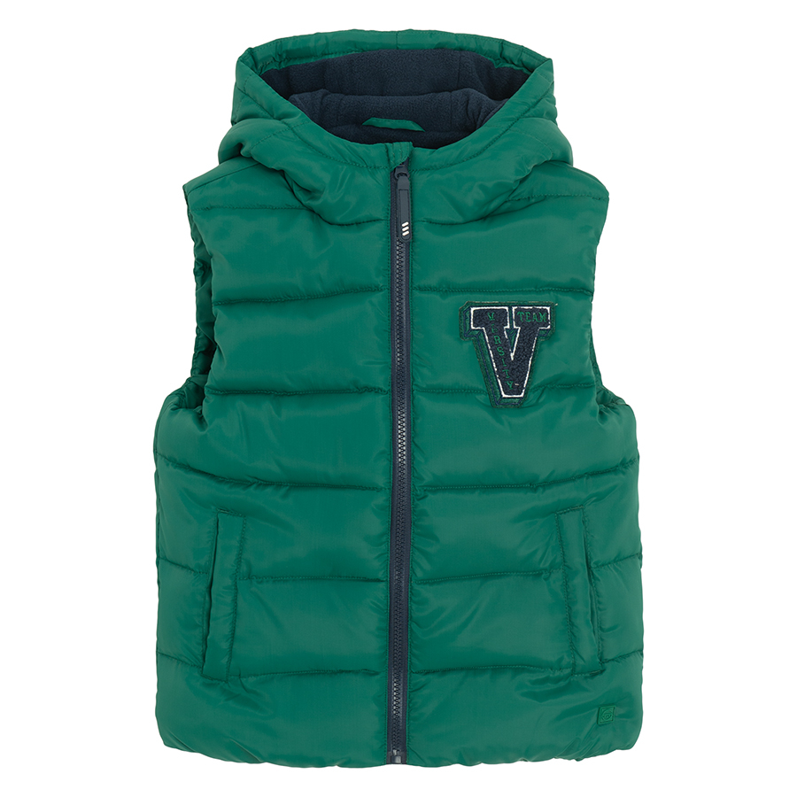 Green zip through hooded vest