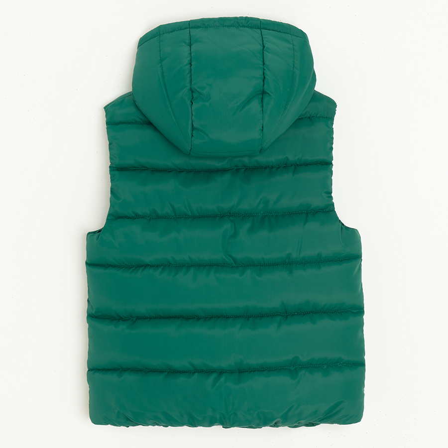 Green zip through hooded vest