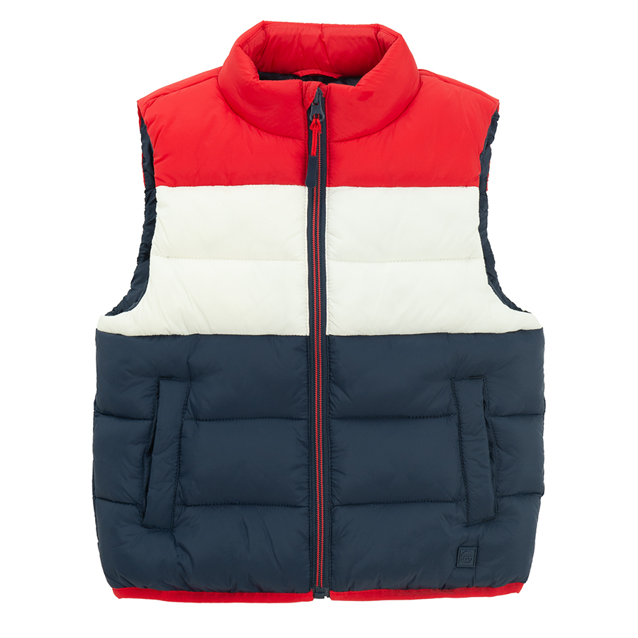 Blue, white, red stripes vest