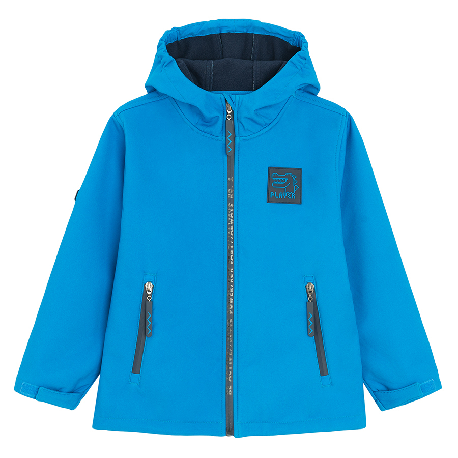 Light blue zip through hooded jacket