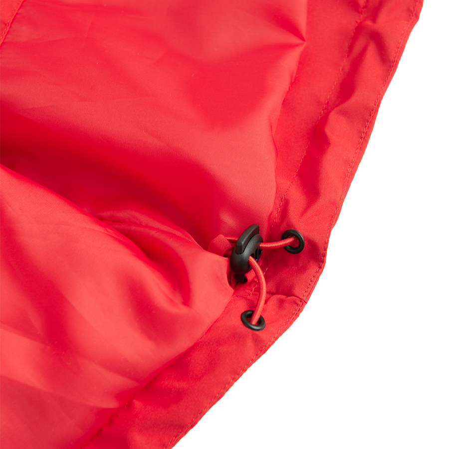 Μπουφάν αντιανεμικό κόκκινο με φερμουάρ και κουκούλα