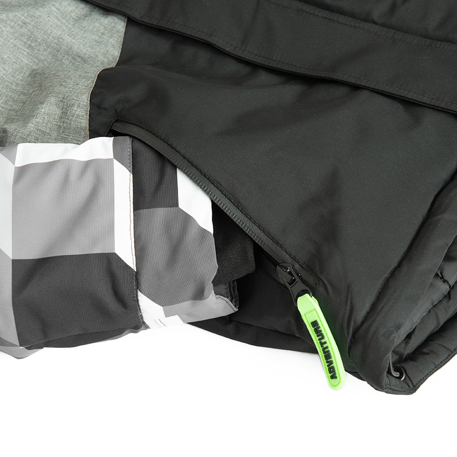 Μπουφάν σκι γκρι και μαύρο με επένδυση fleece