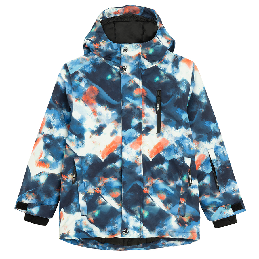Μπουφάν με εφέ tie dye με φερμουάρ και κουκούλα