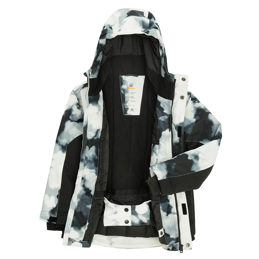 Μπουφάν σκι με φερμουάρ και κουκούλα με εφέ tie dye
