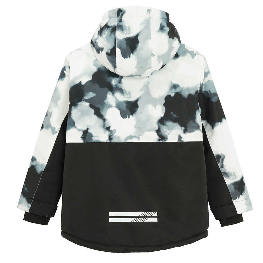 Μπουφάν σκι με φερμουάρ και κουκούλα με εφέ tie dye