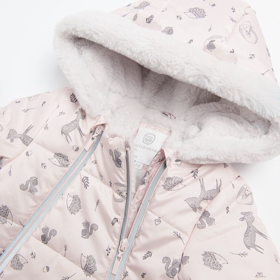 Light pink hooded snowsuit