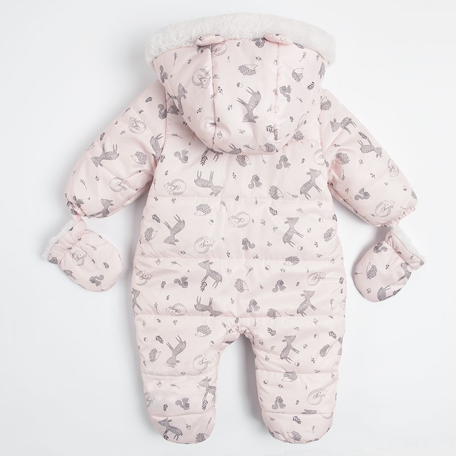 Light pink hooded snowsuit
