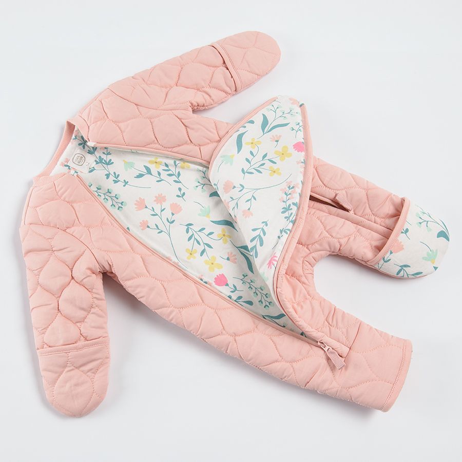Light pink pram suit with two zippers