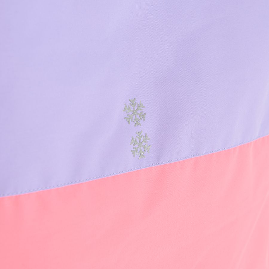 Μπουφάν σκι μωβ και ροζ με κουκούλα και φερμουάρ