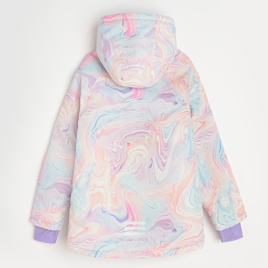 Μπουφάν σκι μωβ με εφέ tie dye και επένδυση fleece