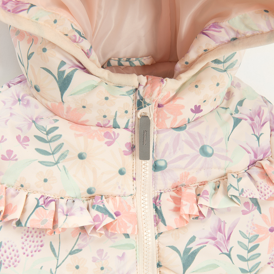 Floral zip through hooded jacket