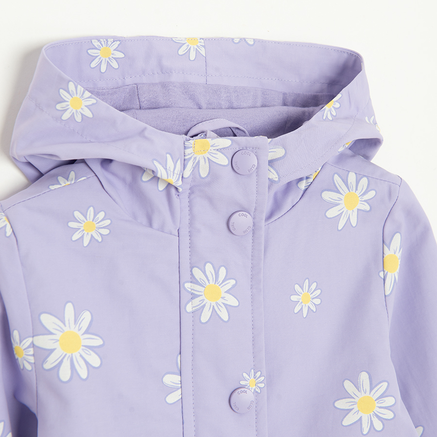 Violet zip through hooded jacket with daisies print