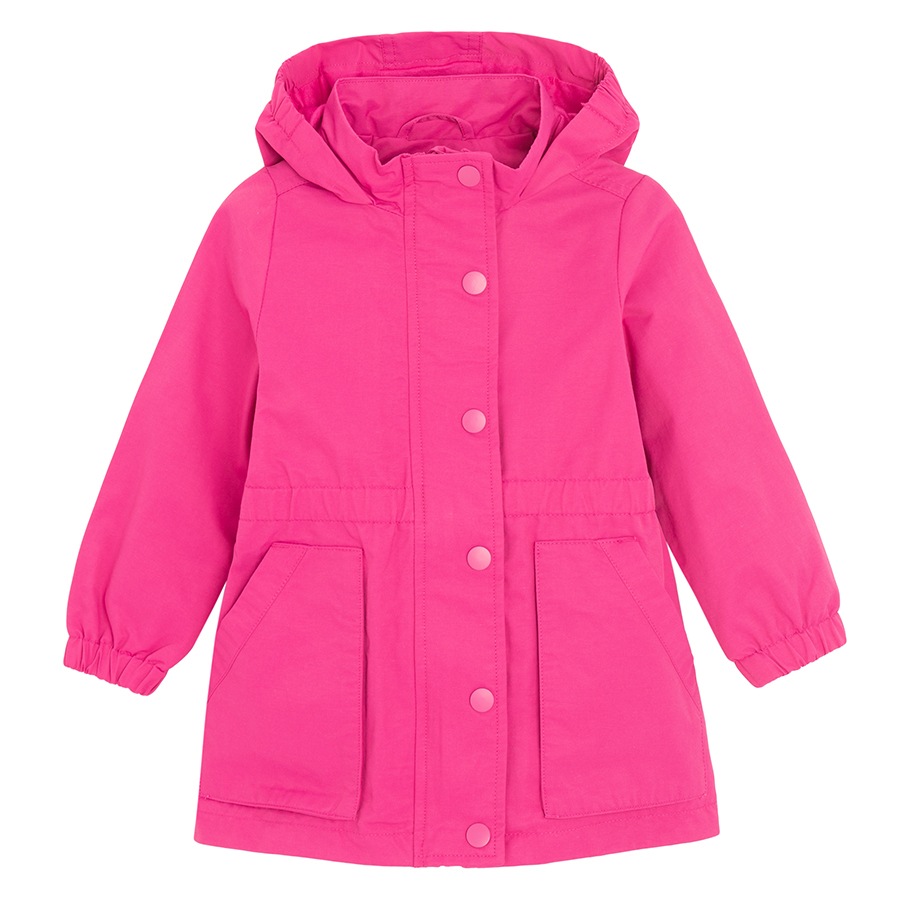 Fucshia zip through hooded jacket with big side pockets