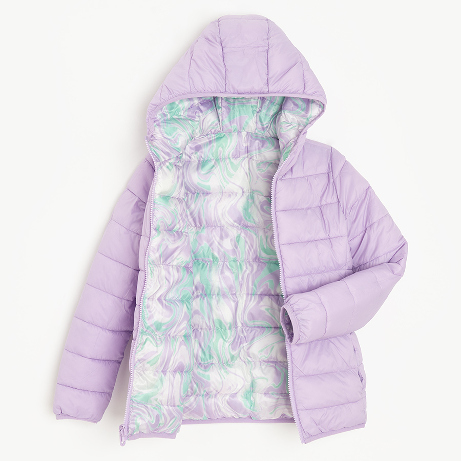 Puprle tie dye zip through hooded jacket 2 sided