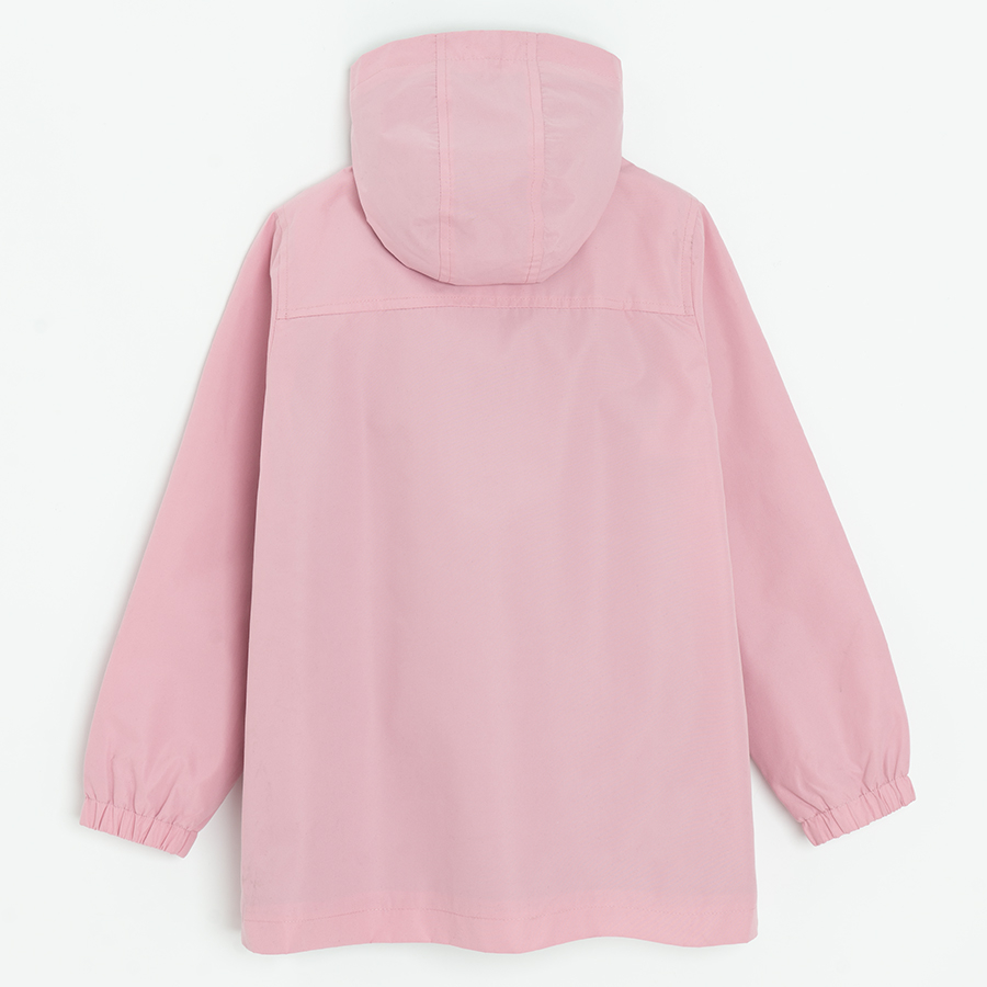 Μπουφάν ροζ αντιανεμικό με κουκούλα και επένδυση fleece