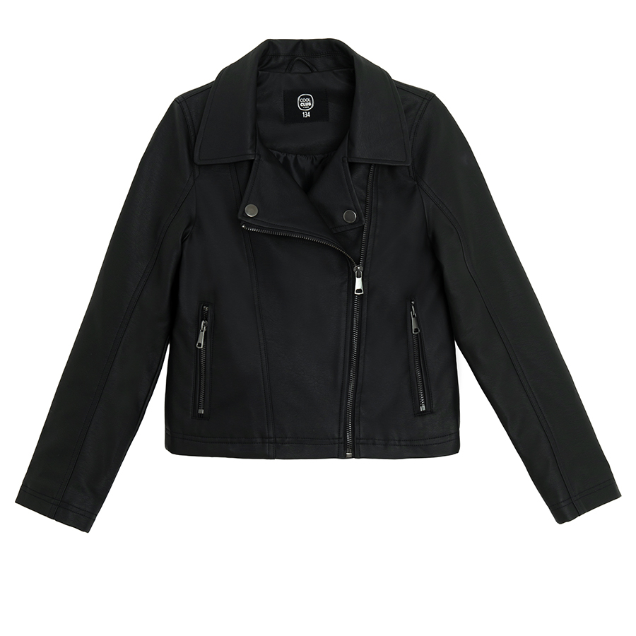 Δερμάτινο μαύρο jacket μπουφάν με φερμουάρ