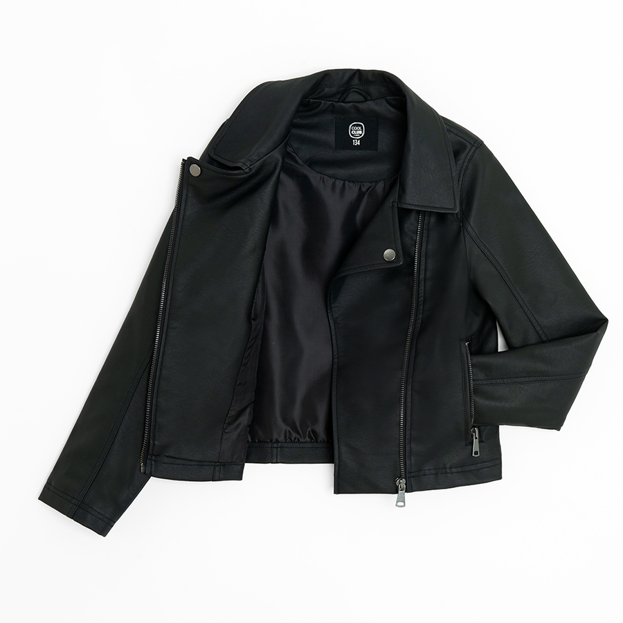 Δερμάτινο μαύρο jacket μπουφάν με φερμουάρ