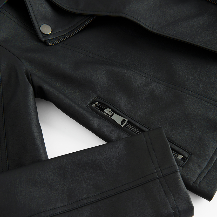 Δερμάτινο μαύρο jacket μπουφάν με φερμουάρ