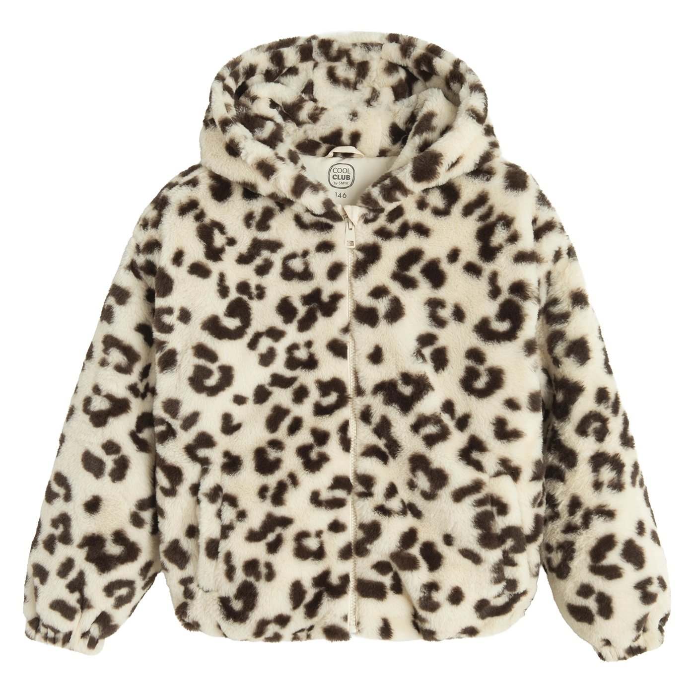 Μπουφάν λευκό με animal print και φερμουάρ