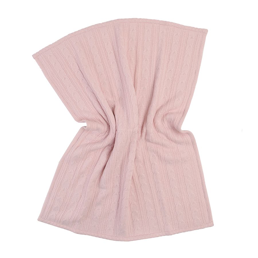 Κουβέρτα ροζ με ανάγλυφη πλέξη και φλις επένδυση