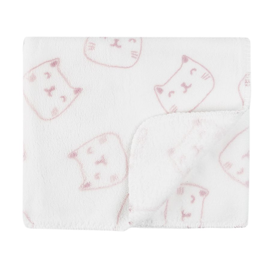 White blanket with cats print