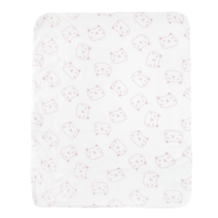 White blanket with cats print