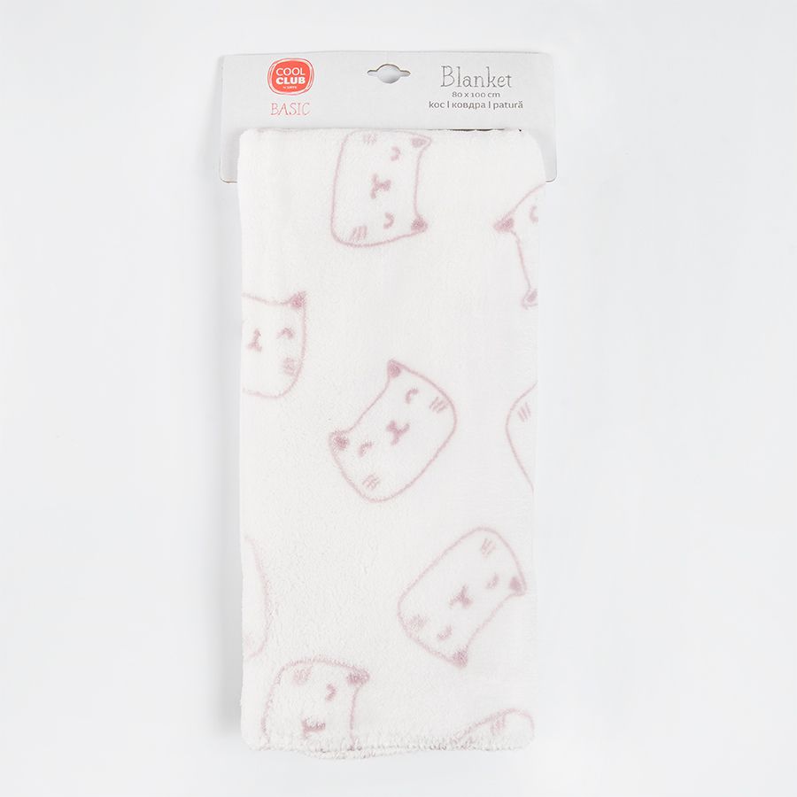 White blanket with cats print