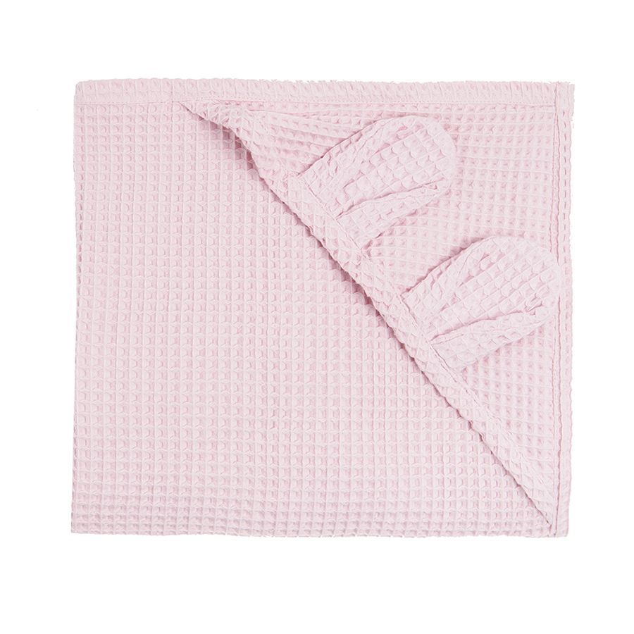 Πετσέτα ροζ με κουκούλα και αυτάκια