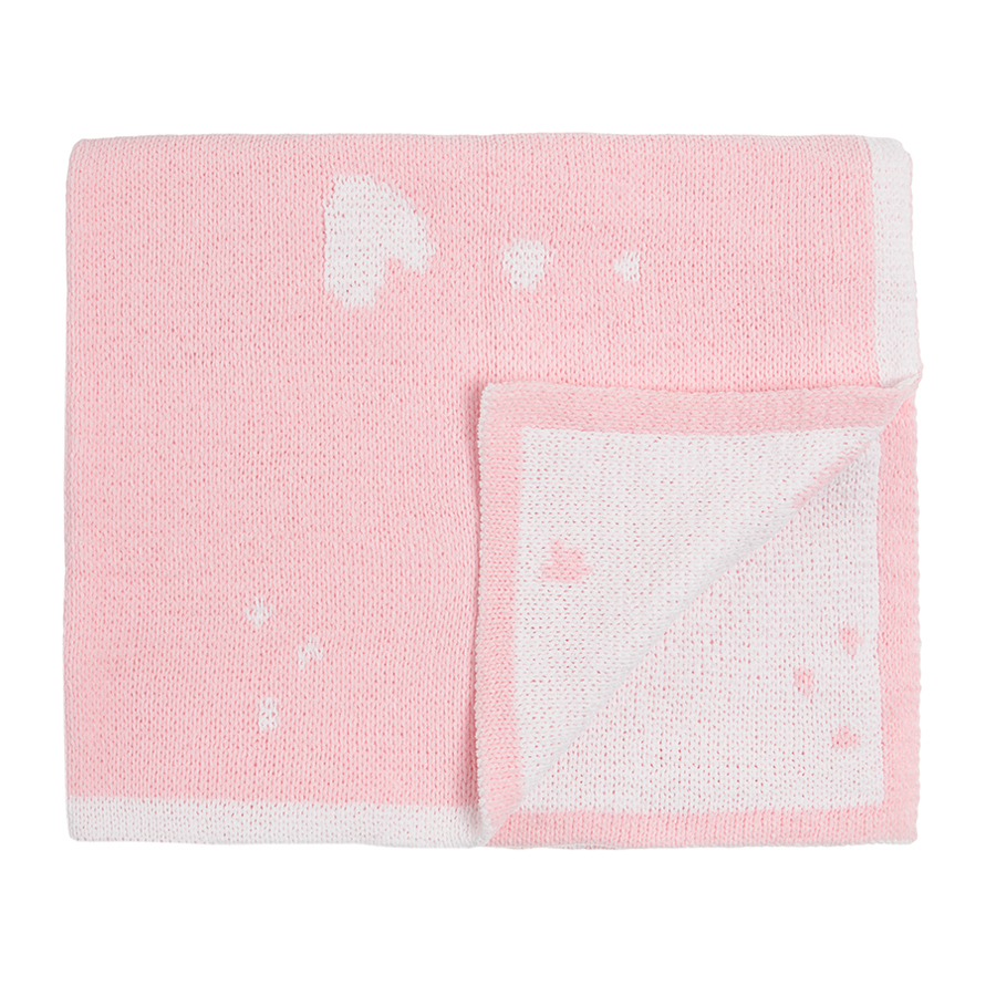Pink blanket with hearts print