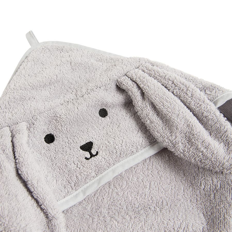 Grey hooded towel with bunny