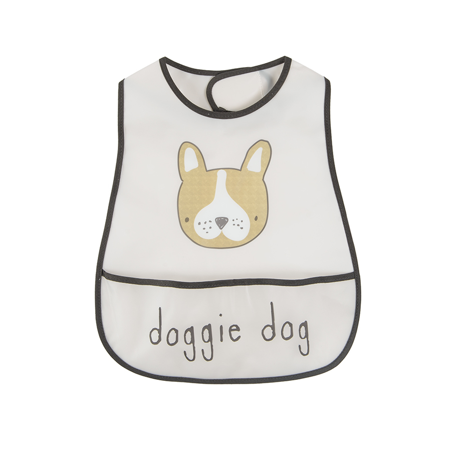 Σαλιάρα διάφανη με τσέπη και στάμπα σκυλάκι doggie dog