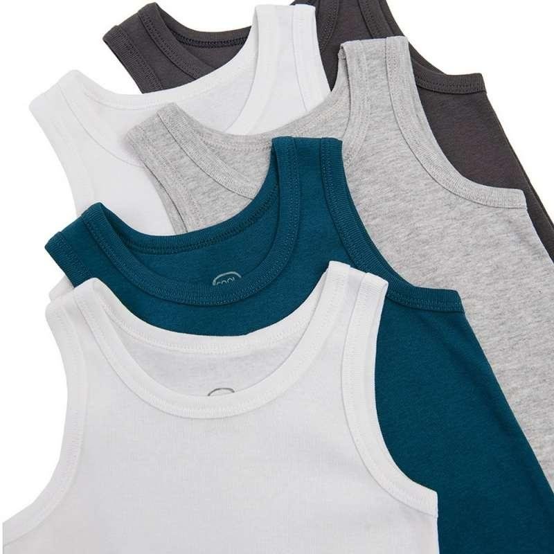 Organic cotton underwear vests with wide straps 5-pack