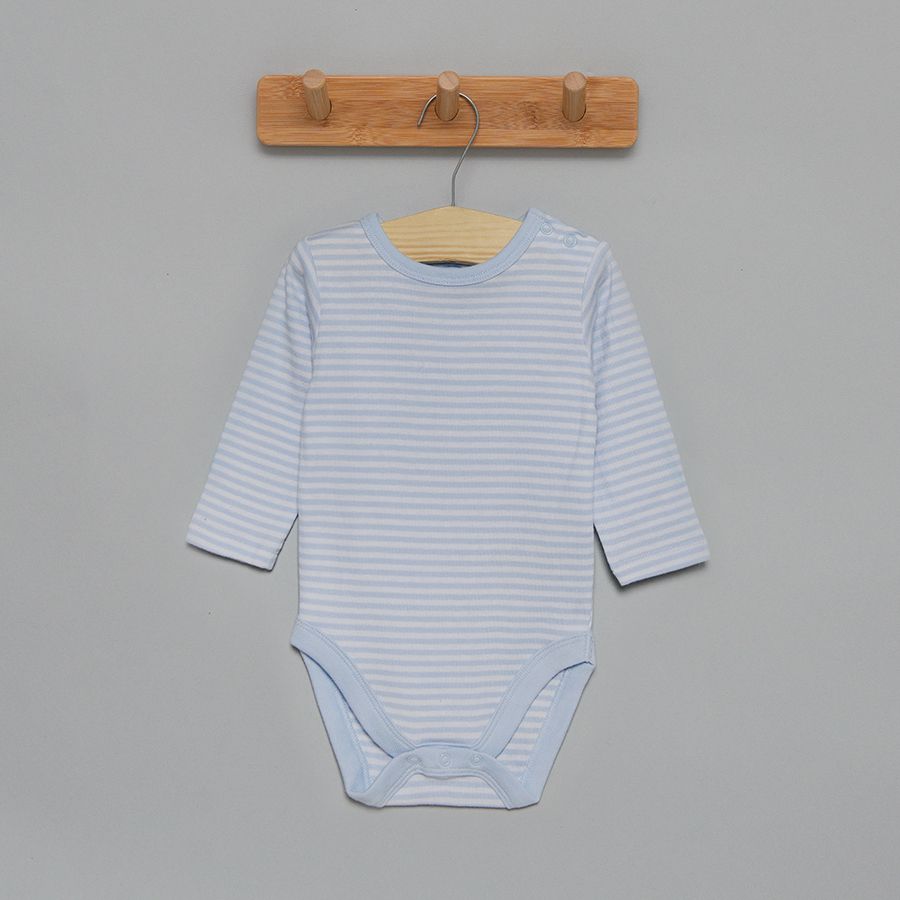 Grey blue and striped long sleeve bodysuits- 3 pack