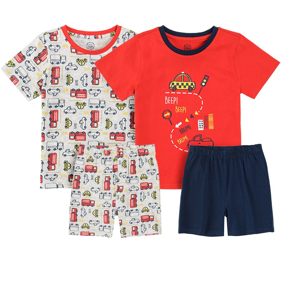 Short sleeve and shorts with vehicles print pyjamas 2-pack