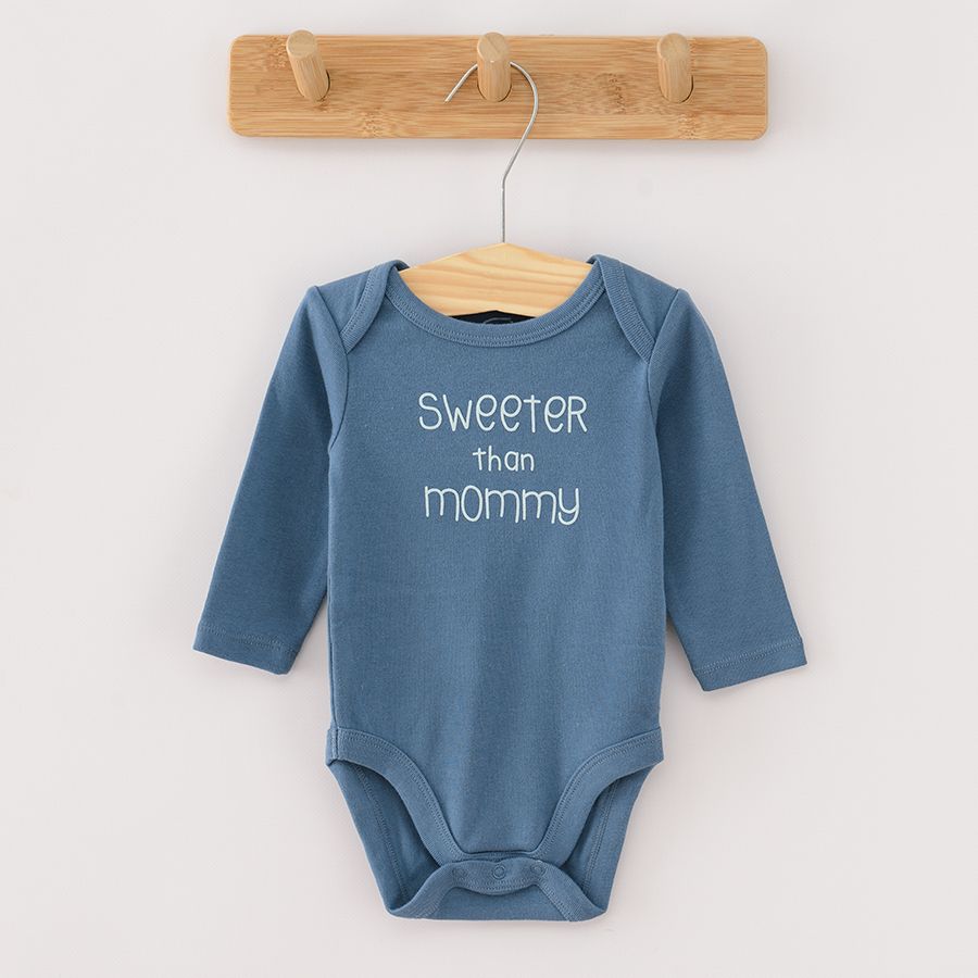 White light blue and blue Just Perfect long sleeve bodysuits 3 pack