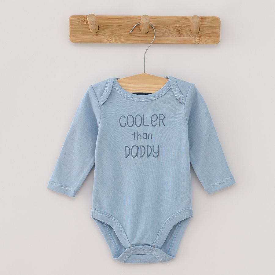 White light blue and blue Just Perfect long sleeve bodysuits 3 pack