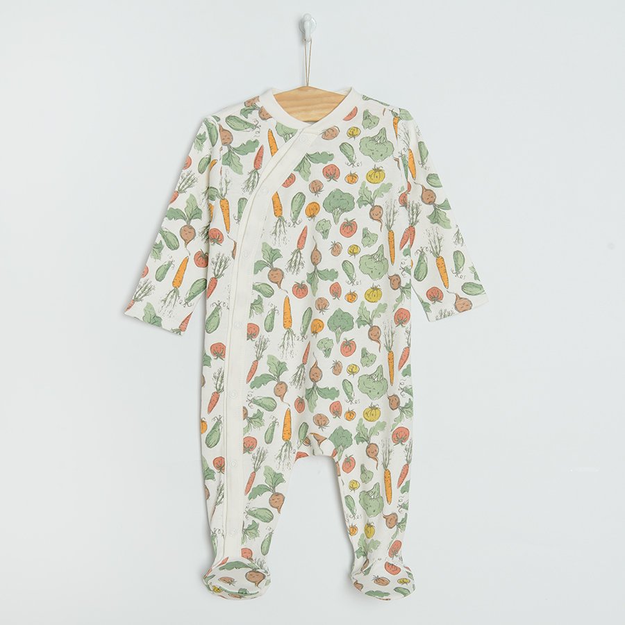 White and green footed sleepsuits- 2 pack
