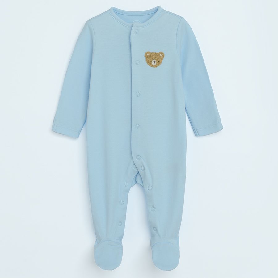 Blue footed overalls with bear print