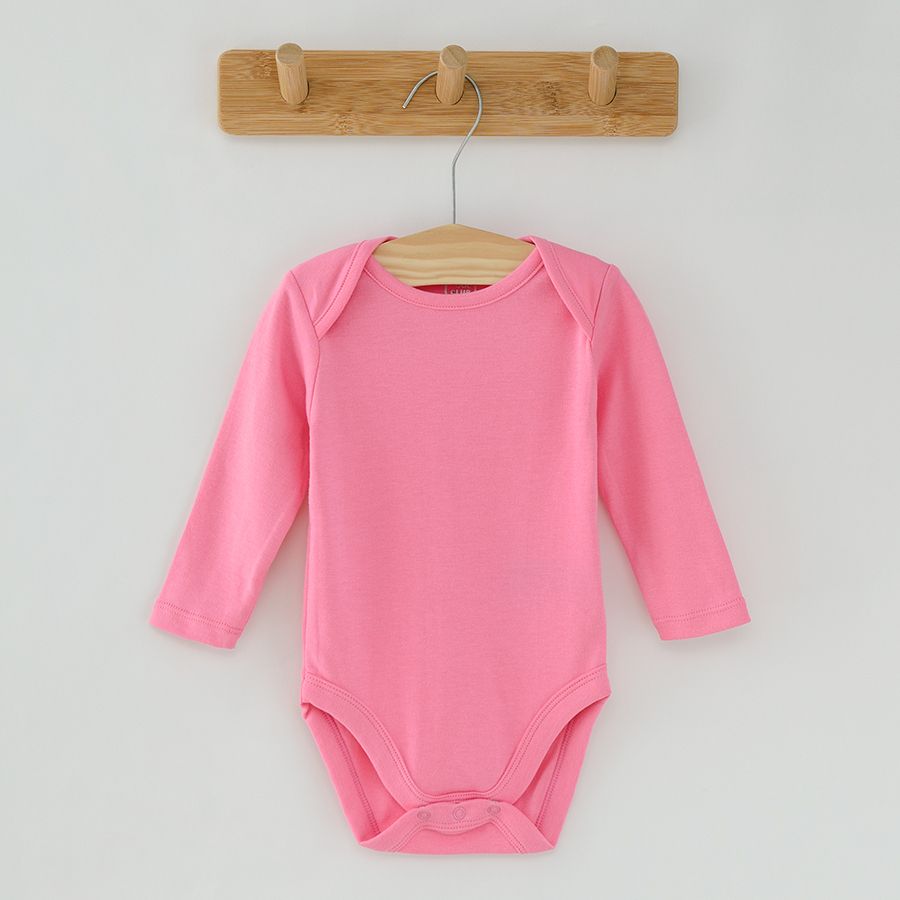 White and shades of pink long sleeve bodysuits 5-pack