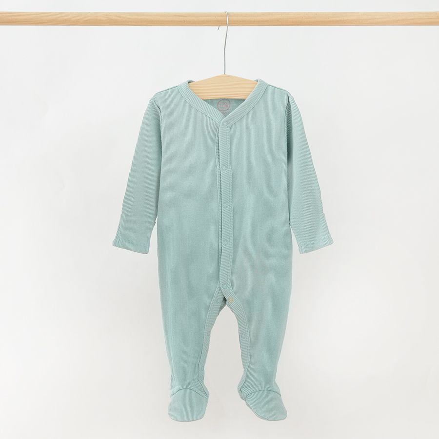 Green and white with tigers print organic cotton long sleeve bodysuit 2 pack