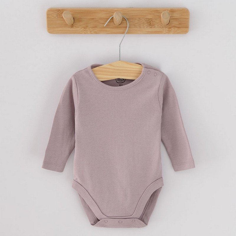 White lilac and brown long sleeve bodysuit with birds print- 3 pack
